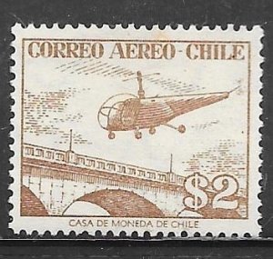 Chile C175: 2p Bell Trooper Helicopter and bridge, used, F-VF