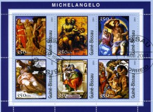 Guinea-Bissau 2001 MICHELANGELO Paintings Sheet fine used Perforated VF