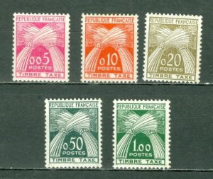 FRANCE 1960 SCARCE SET DUES #J93-97 MINT LIGHT H