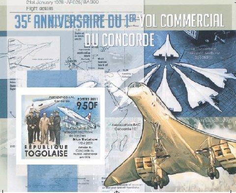 TOGO 2011 35th.Anniv.First Fly Concorde 3 SS Imp.MNH Limited