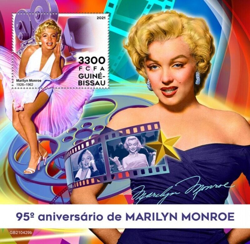 Guinea-Bissau - 2021 Actress Marilyn Monroe - Stamp Souvenir Sheet