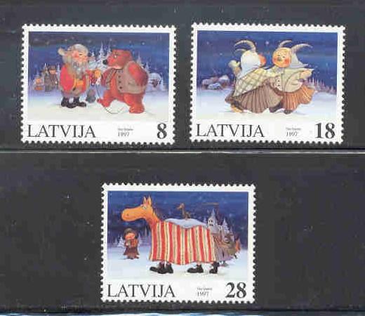 Latvia Sc 458-60 1997 Christmas stamp set mint NH