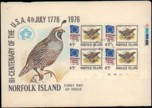 Norfolk Islands, Worldwide First Day Cover, Birds