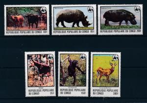 [54090] Congo Brazzaville 1978 Wild animals Mammals WWF Rhino Hippo Monkey MNH