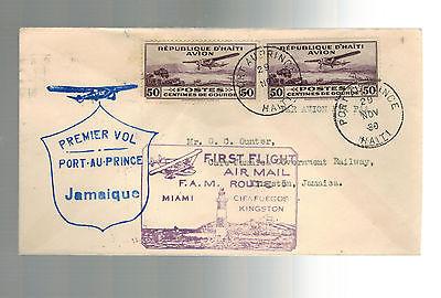 1930 Haiti First Flight Cover to Jamaica FFC FAM 5