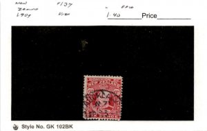 New Zealand, Postage Stamp, #137 Used, 1909 King Edward (AB)