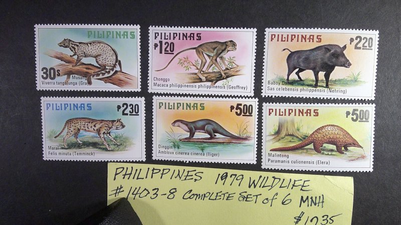 Philippines 1979 Wildlife issue. Scott# 1403-1408 complete MNH set of 6