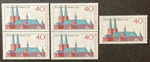 Germany 1973 #1125, Lubeck Cathedral, Wholesale Lot of 5, MNH, CV $4