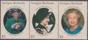 BARBUDA Sc# 1 MNH STRIP of 3 DIFF QUEEN ELIZABETH II BIRTHDAY