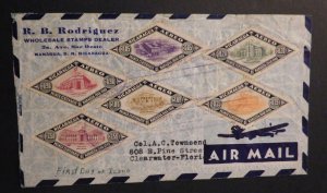 1947 Nicaragua Air Mail Cover Managua to Clearwater Florida Stamp Dealer FDC