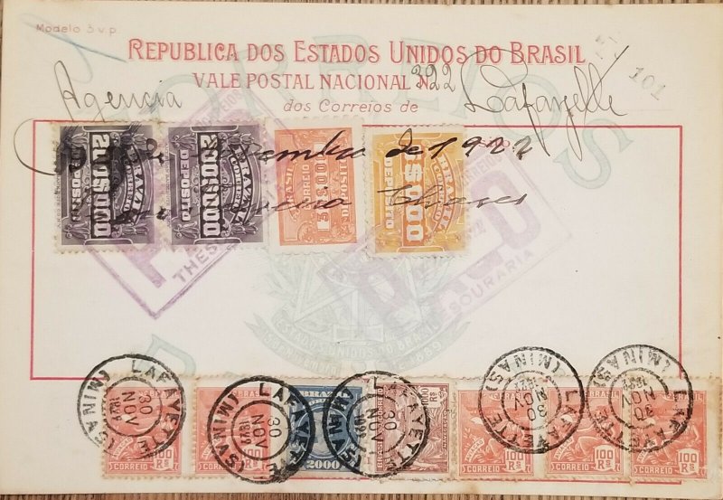 J) 1922 BRAZIL, AVIATION, REVENUE STAMPS, MULTIPLE STAMPS, AMERICAN BANK NOTE, P