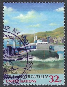 United Nations #712 32¢ Transportation - Hovercraft (1997) Used.