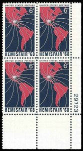 PCBstamps   US #1340 PB 34c (4x6c)Hemis Fair 68, 29723, MNH, (PB-4)