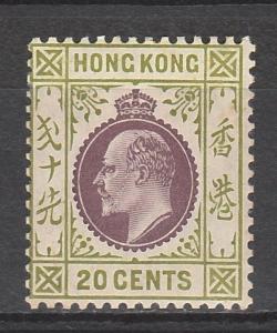 HONG KONG 1907 KEVII 20C WMK MULTI CROWN CA