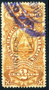 Nicaragua 1908 5¢/2¢ Education Overprint Inverted Scott 228a VFU P554