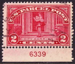 Scott Q2, Used, 2c Parcel Post, Plate #6339