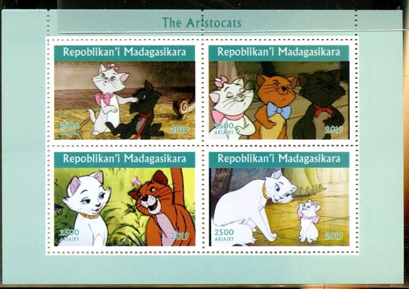 CHAD 2019 DISNEY THE ARISTOCATS ANIMATED FILM SHEET MINT NH