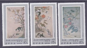 North Korea DPR 1762-64 MNH 1978 Cats & Dogs Paintings By Ri Am Set Very Fine