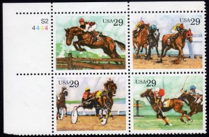 Scott #2759a (2756-59) Sporting Horses Plate Block of 4 Stamps - MNH