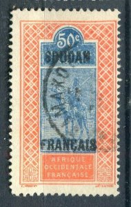 FRENCH COLONIES; SOUDAN 1921 early Pictorial Optd. issue fine used 50c. value