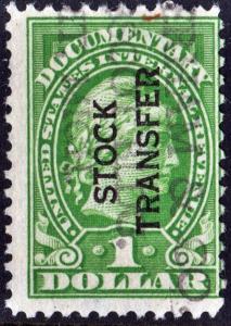 RD12 $1.00 Stock Transfer Stamp (1918) Used