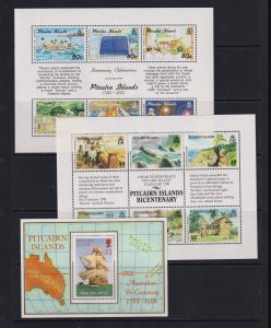 Pitcairn Islands - 3 Souvenir sheets, MNH, cat. $ 29.00