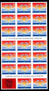 United States 1997 Swans - Love Mint MNH Booklet Pane (Under FV $11) SC 3124