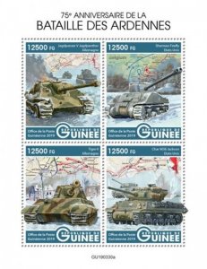 Guinea - 2019 WWII Battle of the Bulge - 4 Stamp Sheet - GU190330a