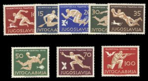 Yugoslavia #461-468 Cat$107.60, 1956 Olympics, complete set, never hinged
