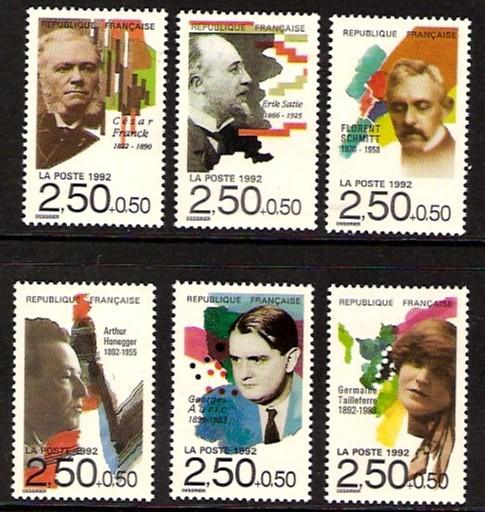 France #B642-47 Famous People, Composers 1992 NH Cat $ 6.60