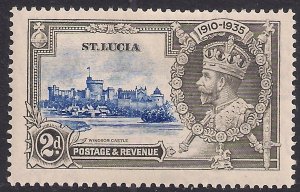 St Lucia 1935 KGV 2d Ultramarine & Grey Silver Jubilee MM SG 110 ( E1269 )