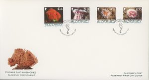 Alderney 303-6 FDC cover coral anemone sealife (2110 209)