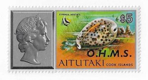 Aitutaki Sc #016  $5 O.H.M.S.  OG VF