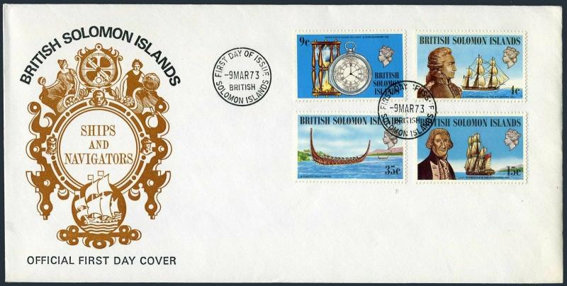 Solomon Isls 250-253 FDC.Michel 236-239. Ships, Navigators 1973.d'Entrecasteaux,