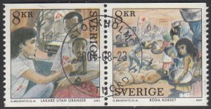 Sweden 2001 used Sc 2418 Pair 8k Nobel Prize Centenary Doctors Without Border...