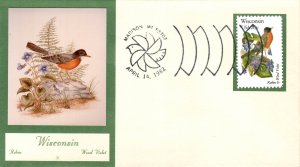 #2001 Wisconsin Birds - Flowers Double A FDC