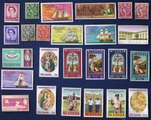 25 ST. LUCIA STAMPS ALL DIFFERENT, ALL YEARS  (c80)