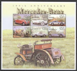 O1315 Maldives Cars 100Th Anniversary Mercedes-Benz Transport 1Kb Mnh