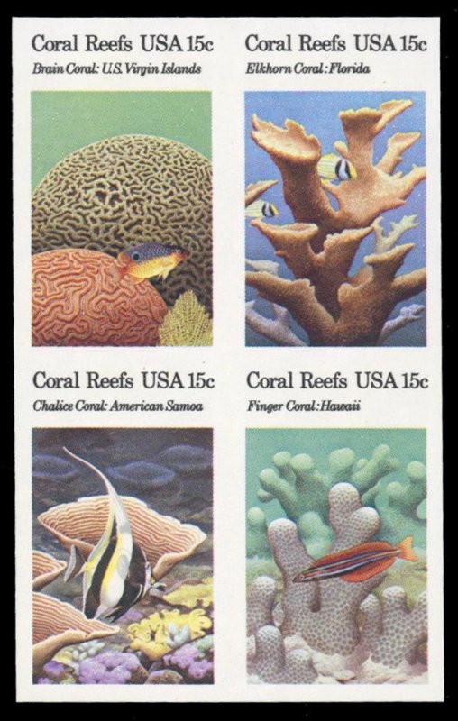 1830b cat. $250, 1980 Coral Reefs, imperf. se-tenant block of four, never hinged