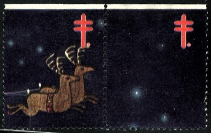 1976 CHRISTMAS SEAL, UNUSED NO GUM PAIR - CHRIST133