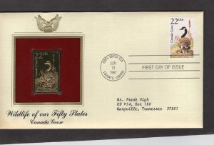 2334 Canada Goose, FDC PCS Gold Replica addressed