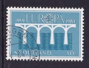 Netherlands  #657  cancelled  1984 Europa 50c bridge