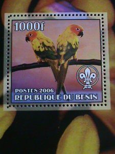 BENIN-2006 COLORFUL LOVELY BIRDS WITH SCOUT LOCO MNH S/S-VERY FINE