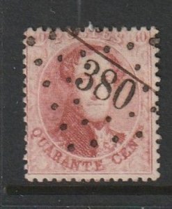 1863 Belgium - Sc 16 - used VF - 1 single - King Leopold I