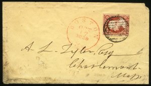 #26 1857 3c Dull Red with Paid Circle Grid Cancel on Cover