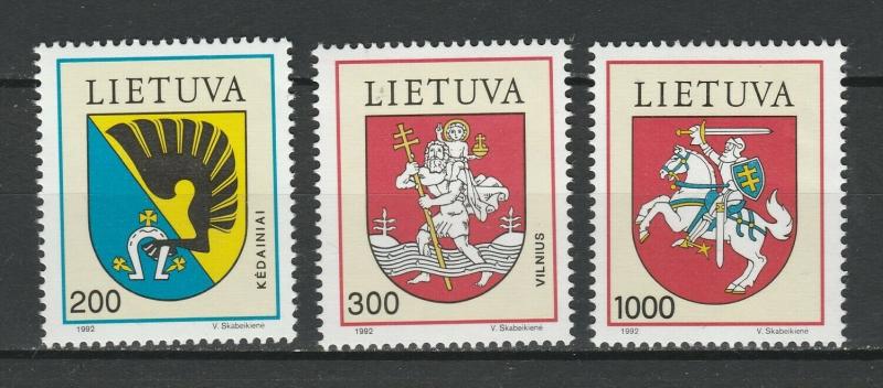 Lithuania 1992 Coat of Arms 3 MNH stamps