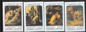 Sierra Leone #1157,1160,1161,1163   1989 Christmas (MNH)  CV $7.35