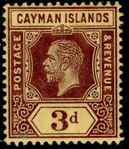 CAYMAN ISLANDS SG45b, 3d purple/yellow, M MINT. ON LEMON.