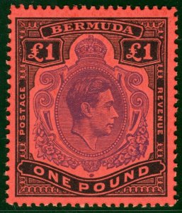 BERMUDA KGVI Key Plate SG.121e £1 High Value (1952) Mint MNH Cat £180+ SILVER76