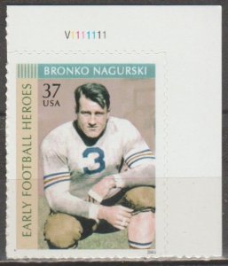 3808,  PL# Single,  Early Football Heroes -Bronko Nagurski MNH .37 cent